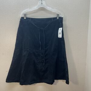 Y2K VTG Deadstock Corduroy Flare Peasant Skirt SZ‎ 12 Christmas Embroidered Midi